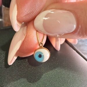 18K Yellow Gold Evil Eye Pendant - Blue Nazar Amulet Protection Charm 🧿